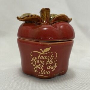 Christian Apple Trinket Box Candle Holder Faith Decor Teacher Gift Apple Jar